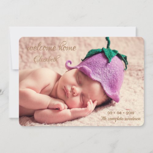 Welcome home birth announcement card