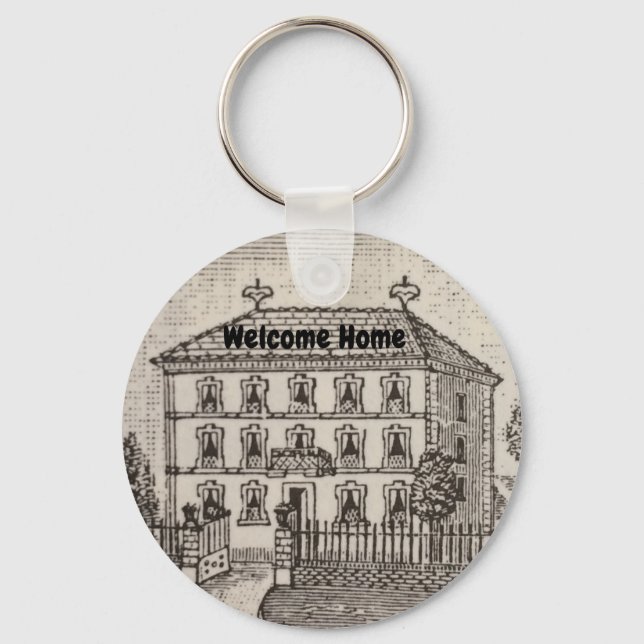 Welcome Home Black White House Seller Realtor Keychain (Front)