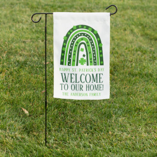 Welcome Home Boho Rainbow St. Patrick’s Day Family Garden Flag