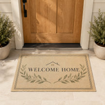 Welcome Home Botanical Farmhouse Doormat | Neutral