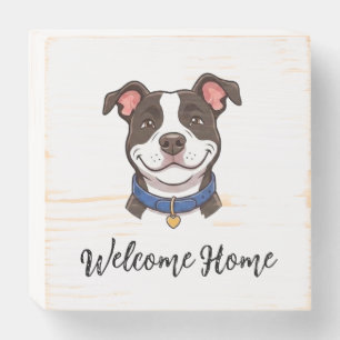 Welcome Home Boy Dog Home Decor Wood Block Wooden Box Sign