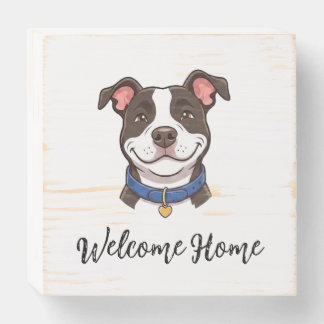 Welcome Home Boy Dog Home Decor Wood Block  Wooden Box Sign