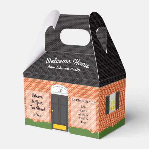 Welcome Home Brick House Black Roof Housewarming  Favor Boxes