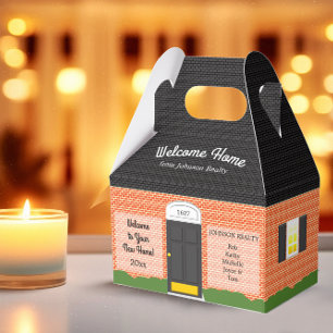 Welcome Home Brick House Black Roof Housewarming Favor Boxes