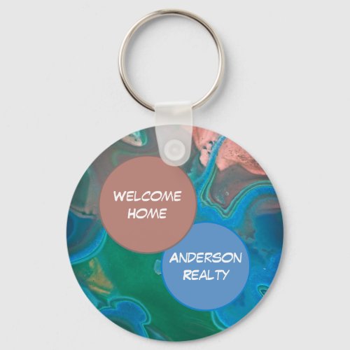 Welcome Home Buyer Gemstone House Realty Business Keychain