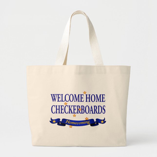 Welcome Home Checkerboards Large Tote Bag (Front)