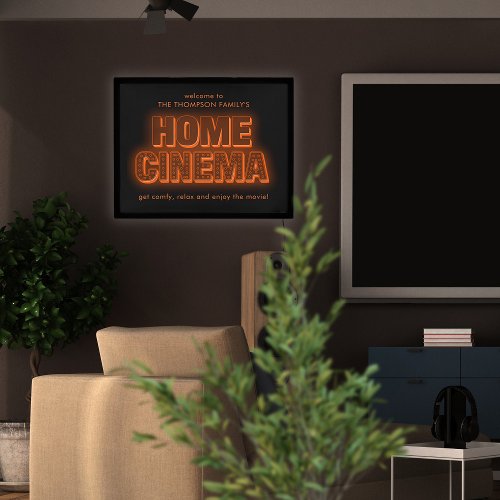 Welcome Home Cinema Name Neon Effect Black LED Sign