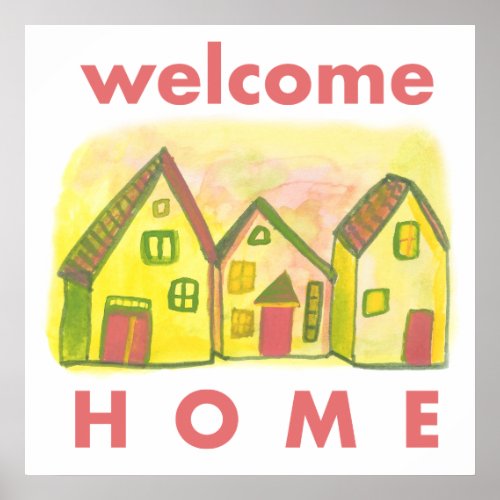 Welcome Home Colorful Houses Print