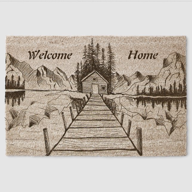 Welcome Home Cozy Doormat Nature Forest House Fiber Doormat (Front)