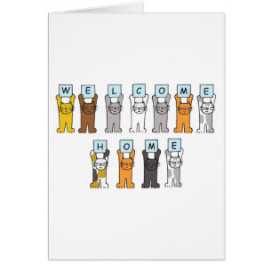 Welcome Home Cute Cartoon Cats Cards