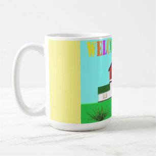 Welcome home cute house brite colors coffee mug