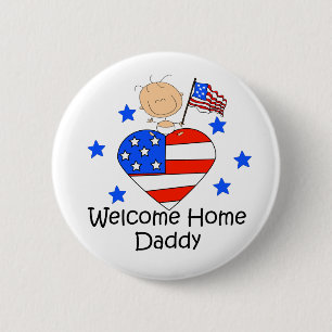 Welcome Home Daddy Stick Figure Baby Button