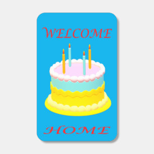 Welcome home deep marine blue with a cake          matchboxes
