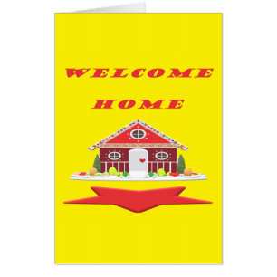 WELCOME HOME DESIGN BRIGHT RED AND HAPPY YELLOW CARD