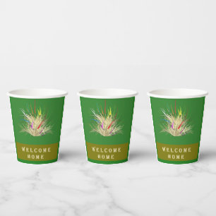 WELCOME HOME DESIGN EARTH COLORS TWO TONE GREEN PAPER CUPS