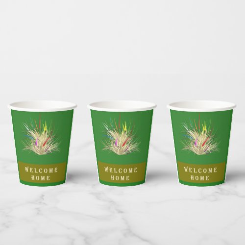 WELCOME HOME DESIGN EARTH COLORS TWO TONE GREEN PAPER CUPS