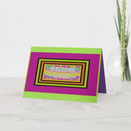 welcome home design purple green red bordered    card