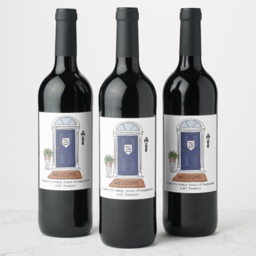 Welcome Home Door Custom Real Estate Wine Label