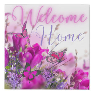 Welcome Home Floral Canvas Art