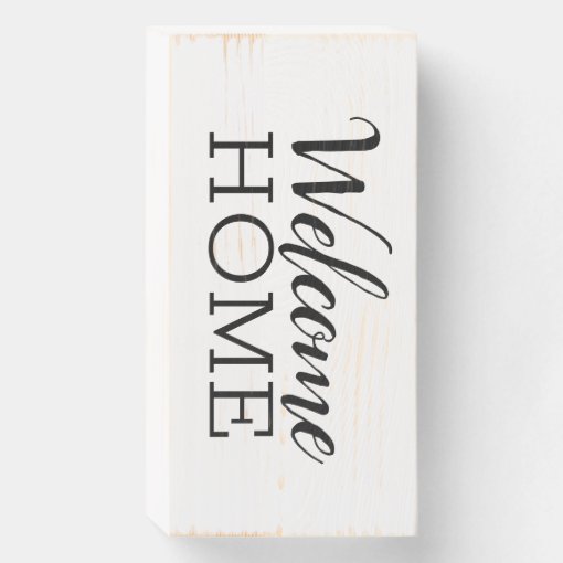 Welcome Home Font Wooden Box Sign | Zazzle