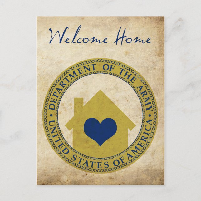 welcome home from the army (heart seal) postcard (Front)