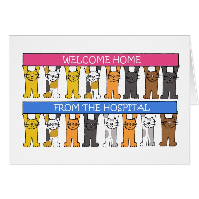 Welcome Home from the Hospital Cartoon Cats (Front Horizontal)