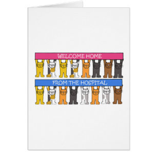 Welcome Home from the Hospital Cartoon Cats Cards