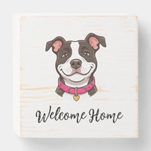 Welcome Home Girl Dog Home Decor Wood Block Wooden Box Sign