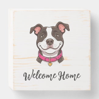 Welcome Home Girl Dog Home Decor Wood Block  Wooden Box Sign