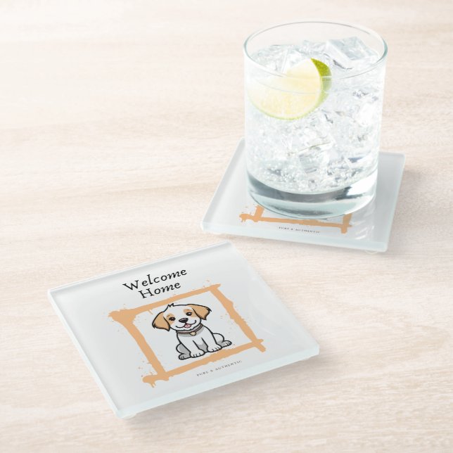 Welcome Home Glass Coaster (Angled)