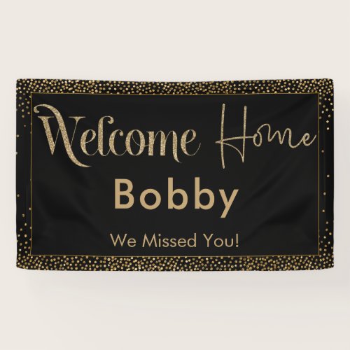 Welcome Home Gold Confetti, Black Banner