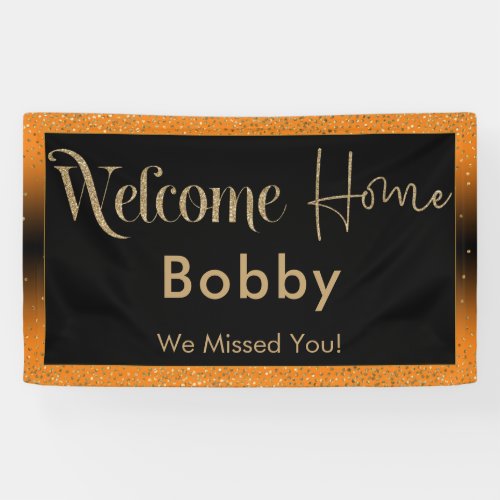 Welcome Home Gold Confetti Bright Orange Banner