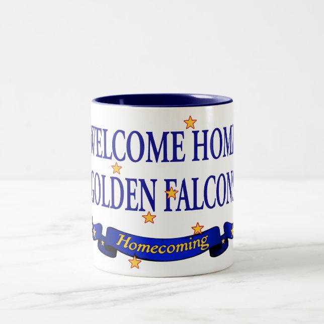 Welcome Home Golden Falcons Two-Tone Coffee Mug (Center)