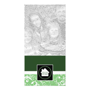 welcome home green damask card