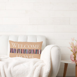 Welcome home hand painted pattern Stylish Brown Lumbar Pillow