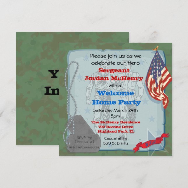 Welcome Home Hero Military Party Invitation (Front/Back)