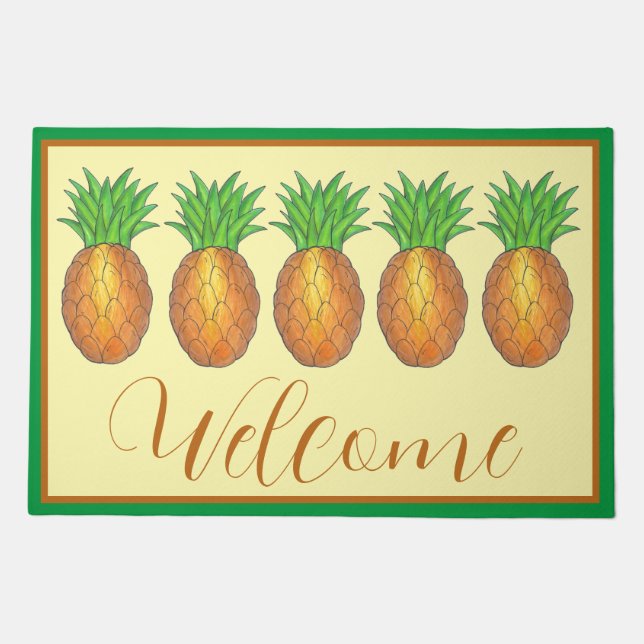 Welcome Home Housewarming Pineapple Hawaii Doormat (Front)