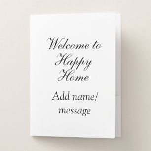 Welcome home lake beach house inauguration name pocket folder