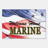Military Welcome Home Marines Army US Flag Yard Sign