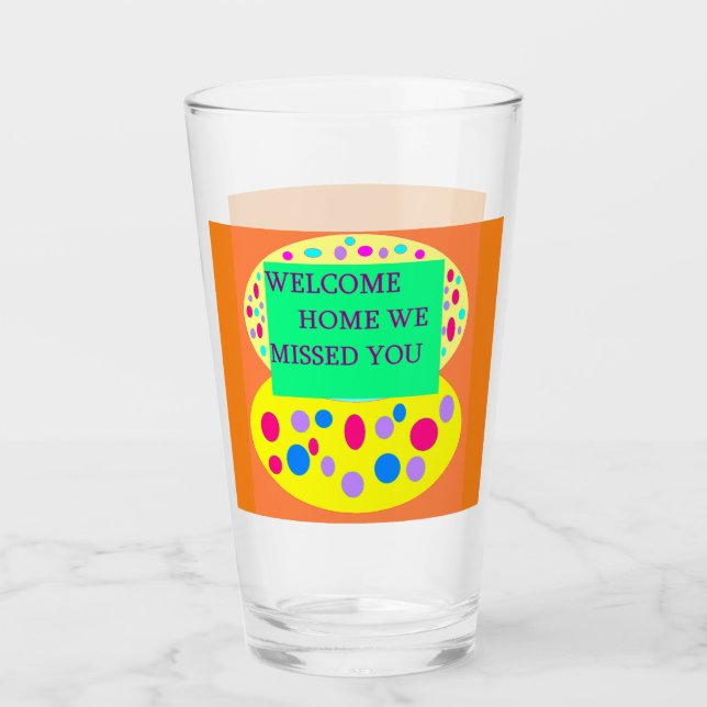 welcome home message on a glass orange green theme (Front)