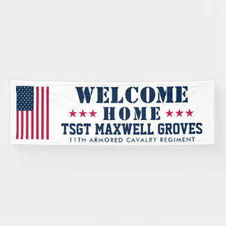 Welcome Home Military Banner with USA Flag