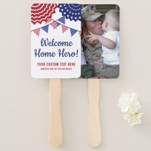 Welcome Home Military Custom Photo American Flag Hand Fan