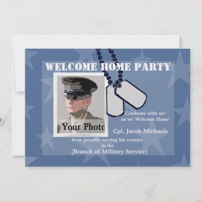 Welcome Home/ Military Dog Tags Invitation (Front)