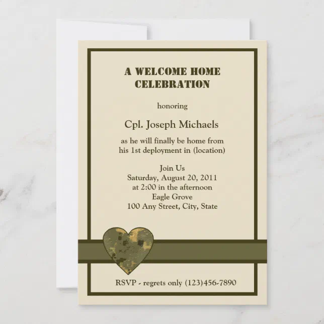 Welcome Home/ Military Invitation (Front)