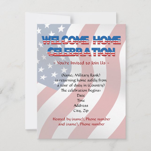 Welcome Home Military invitations (Front)