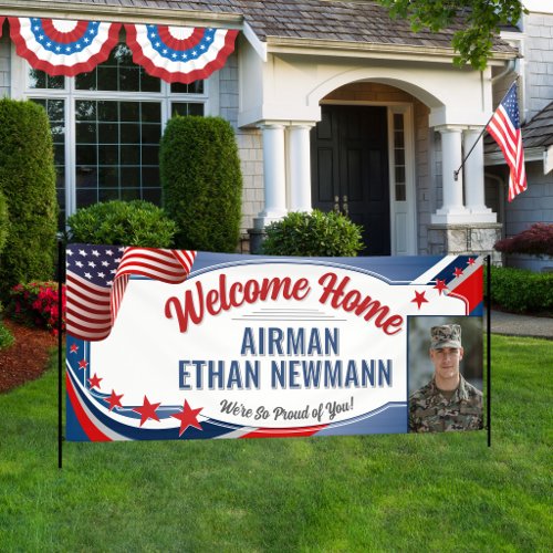 Welcome Home Military Photo Patriotic US Flag Banner Welcome Home Military Photo Patriotic US Flag Banner