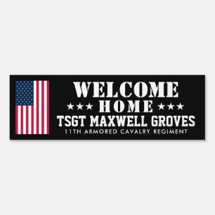 Welcome Home Military Sign with USA Flag