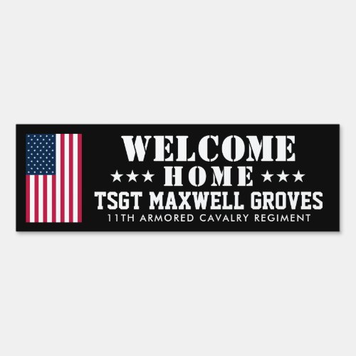 Welcome Home Military Sign with USA Flag