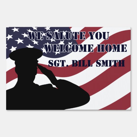 Welcome Home Military Silhouette (Add Your Text) Yard Sign | Zazzle.com