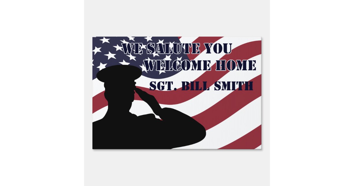 Welcome Home Military Silhouette Add Your Text Yard Sign Zazzle - Welcome Home Decorating Ideas Military